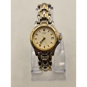 Vintage Citizen 24mm Silver Gold Tone Ladies' Watch. New Bat. 6".